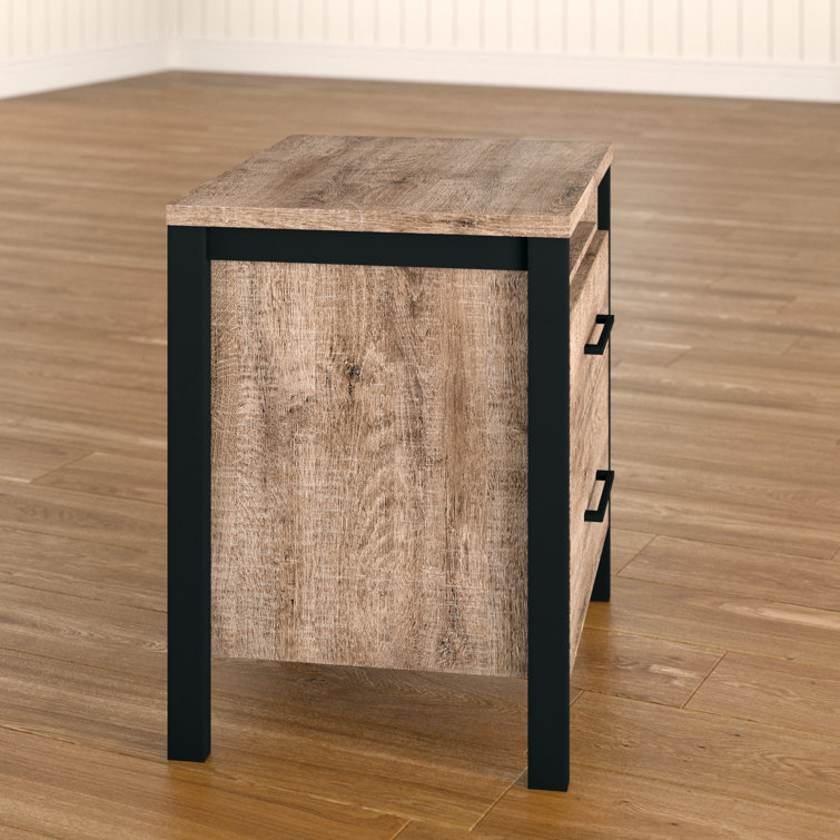 Munich Weathered Oak and Matte Black 2-Drawer Nightstand