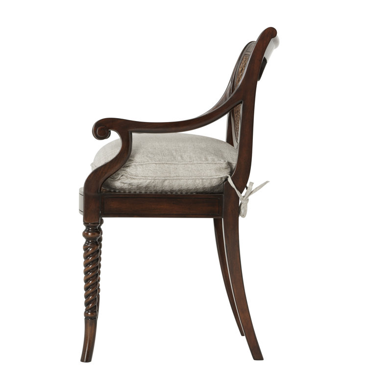 Lady Emily's Handcrafted Acacia & Cane Armchair in Barley Houndstooth