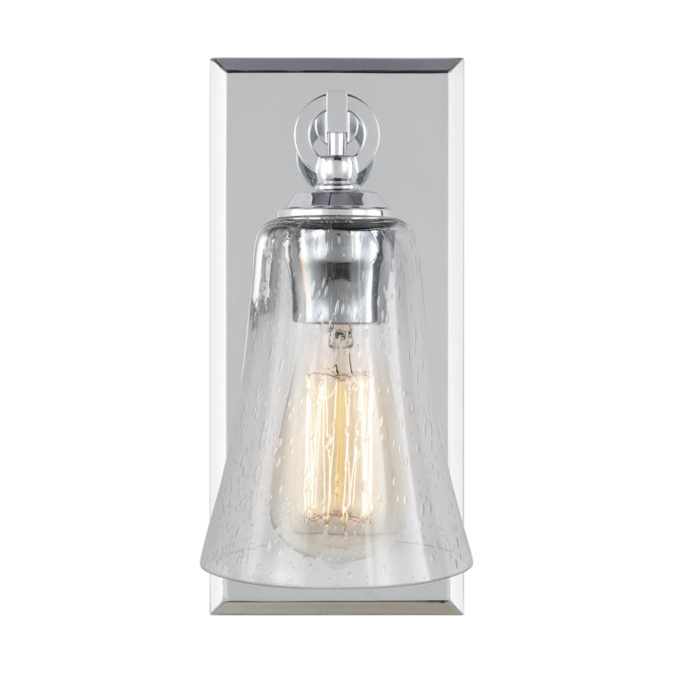 Elegant Dimmable Chrome Wall Sconce with Clear Seeded Glass