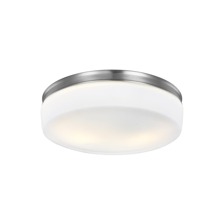 Elegant Satin Nickel 2-Light Indoor/Outdoor Flush Mount with Opal Etched Glass