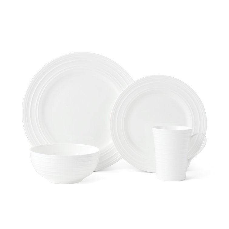 Ciara White Porcelain 16-Piece Dinnerware Set, Service for 4