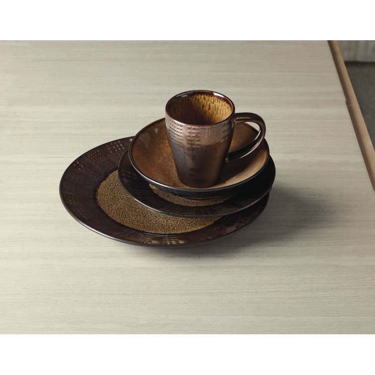 Verona Earth Tones Ceramic 16-Piece Dinnerware Set, Service for 4