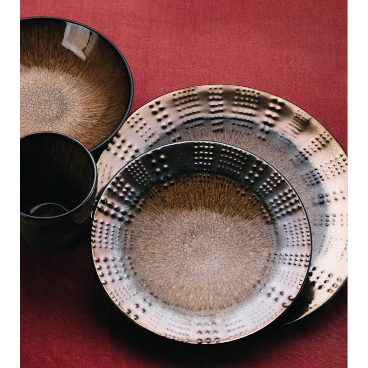 Verona Earth Tones Ceramic 16-Piece Dinnerware Set, Service for 4