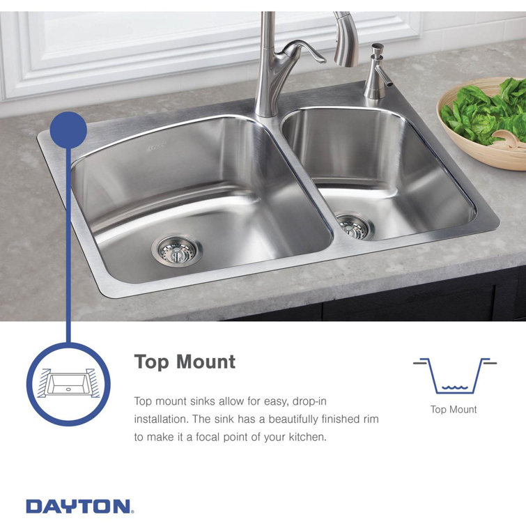 Dayton 15'' Satin Stainless Steel Drop-In Bar Sink