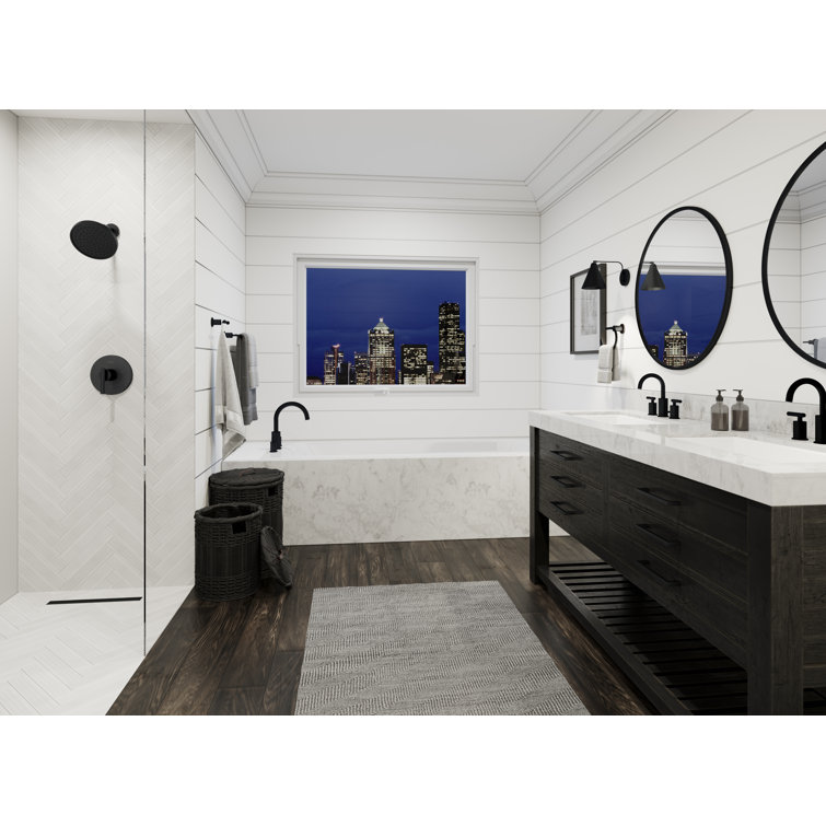 Matte Black Double Handle Deck Mounted Roman Tub Faucet
