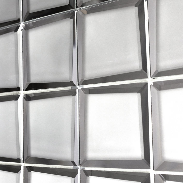 Silver Frosted Matte Beveled Glass Mosaic Tile