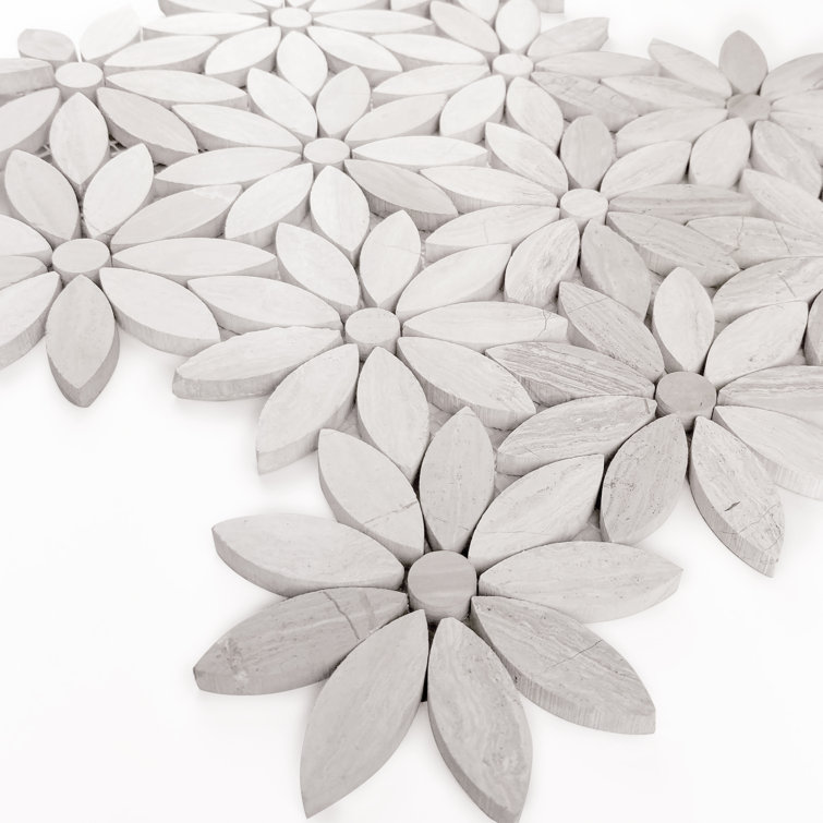 Tuscany 12x12 Beige Marble Floral Mosaic Tile