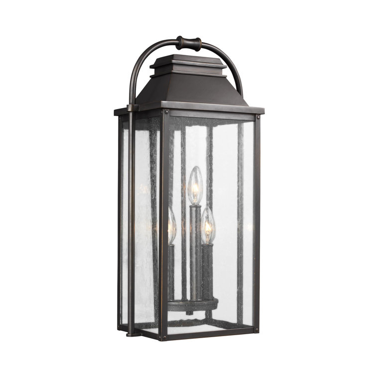 Antique Bronze 22.5" Outdoor Wall Lantern with Clear Seeded Glass