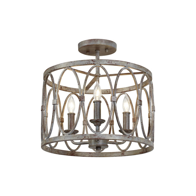 Patrice Deep Abyss Bronze Glass Drum Semi-Flush Mount