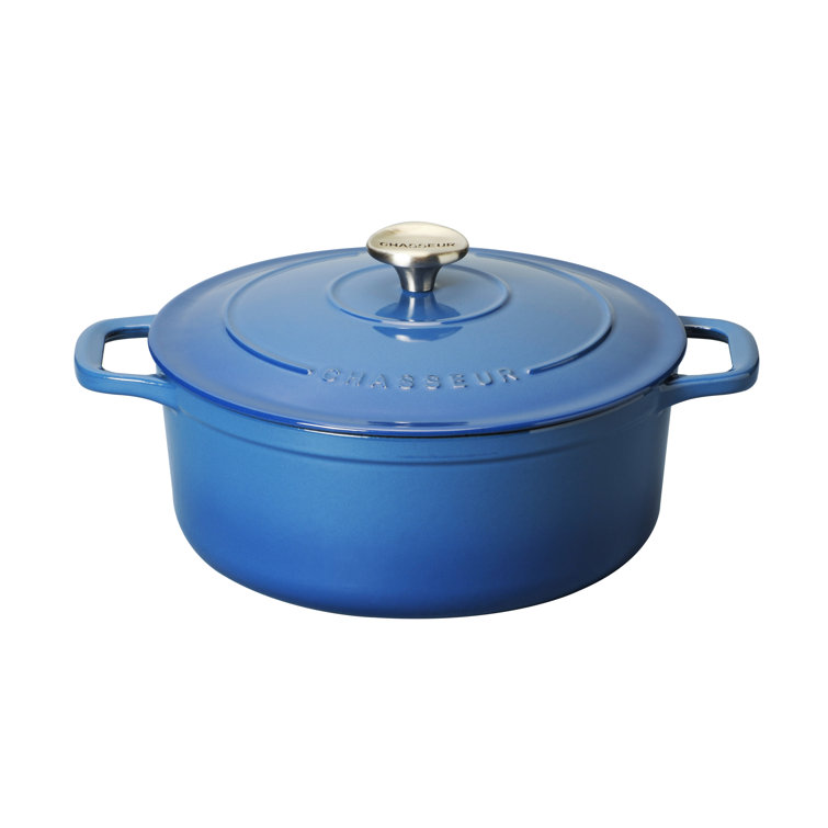 Red Enameled Cast Iron Round Dutch Oven with Stainless Steel Knob