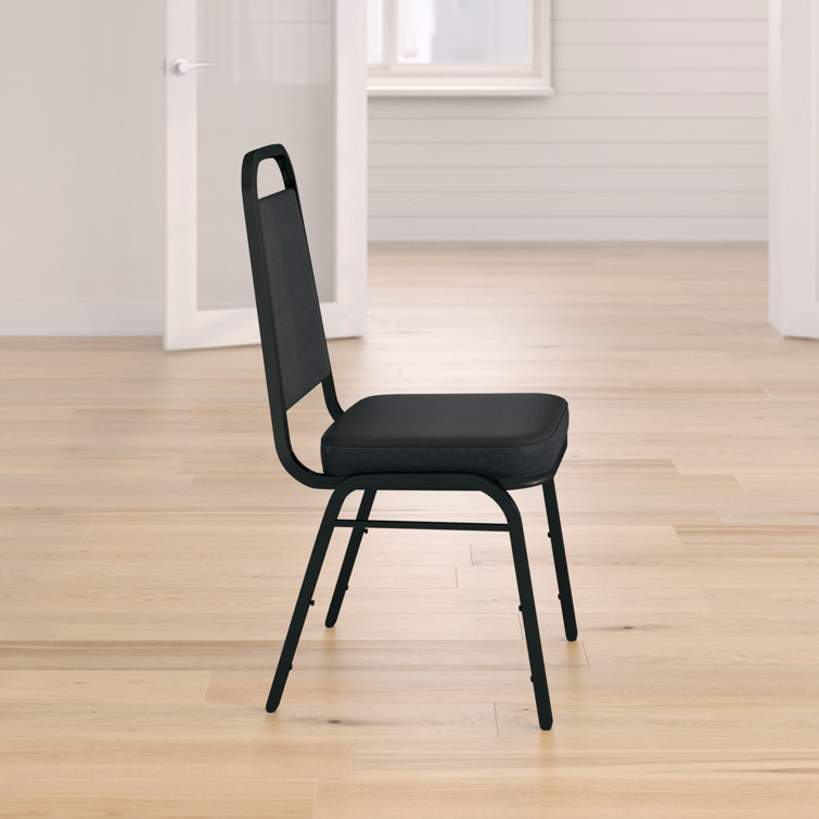 Elegant Black Vinyl Banquet Chair with Powder-Coated Steel Frame