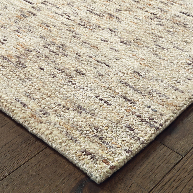 Hand-Tufted Minimalist Beige Wool & Viscose 6' x 9' Area Rug