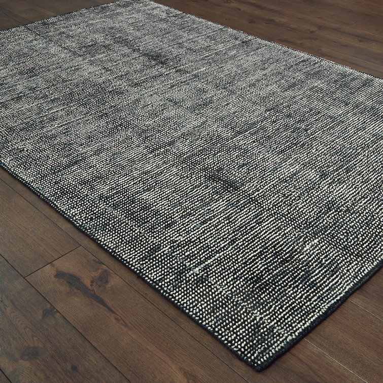 Gray Hand-Tufted Wool and Viscose Rectangular Area Rug