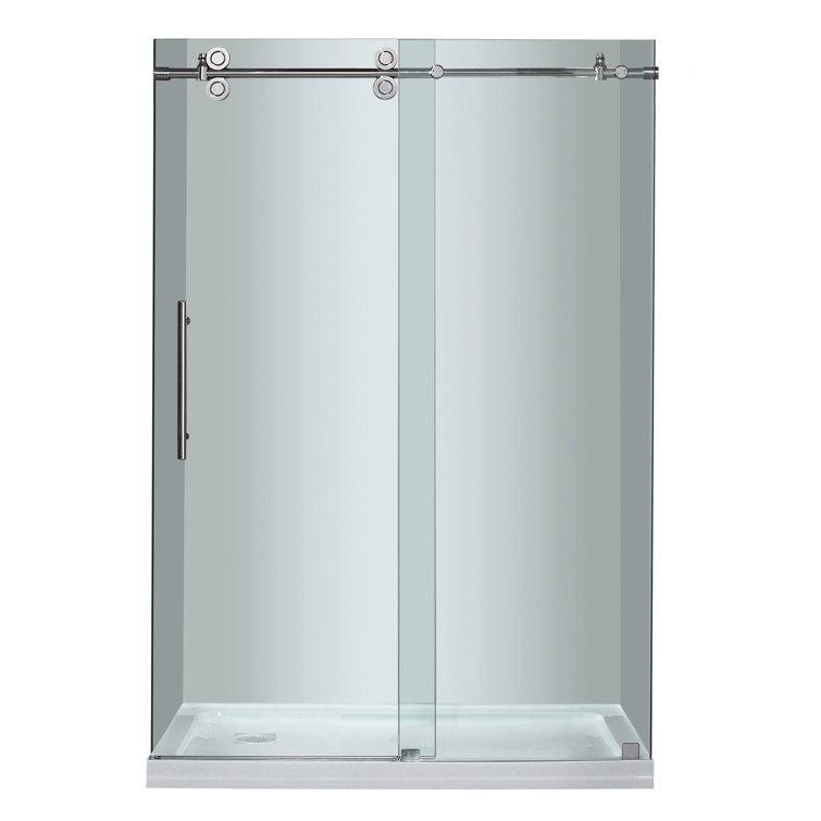 Langham 48'' x 77.5'' Frameless Clear Tempered Glass Sliding Shower Door