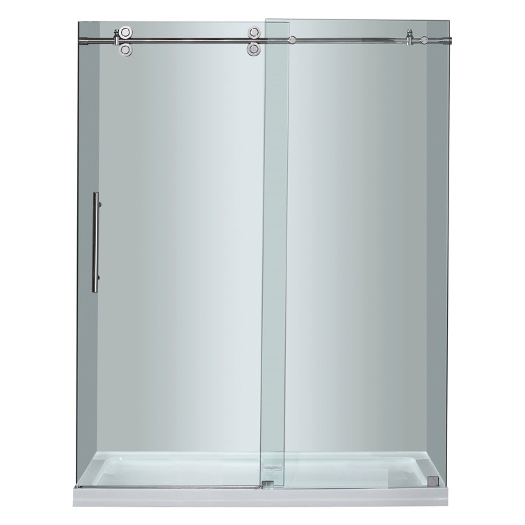 Langham 60" Frameless Sliding Shower Door with Chrome Finish