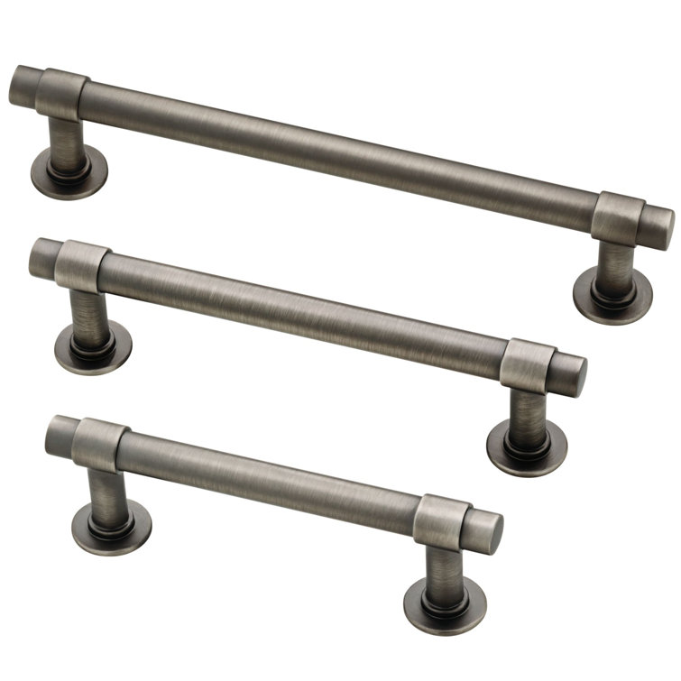 Brushed Nickel Industrial Bar Pulls with Mounting Hardware