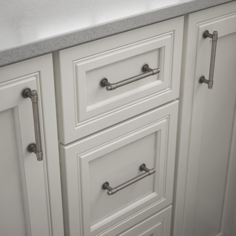 Brushed Nickel Industrial Bar Pulls with Mounting Hardware