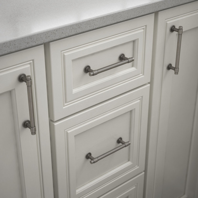Brushed Nickel Industrial Bar Pulls with Mounting Hardware