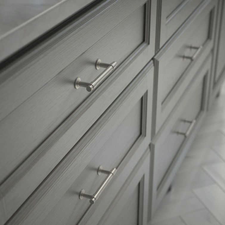 Satin Nickel 4" Modern Bar Pull with Mounting Hardware