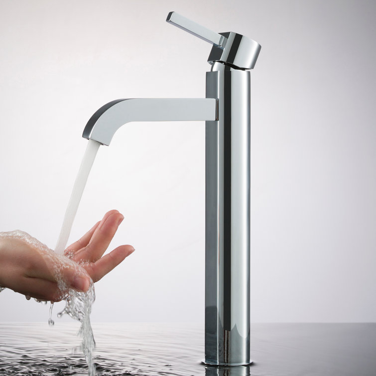 White Ceramic Square Vessel Sink with Chrome Faucet