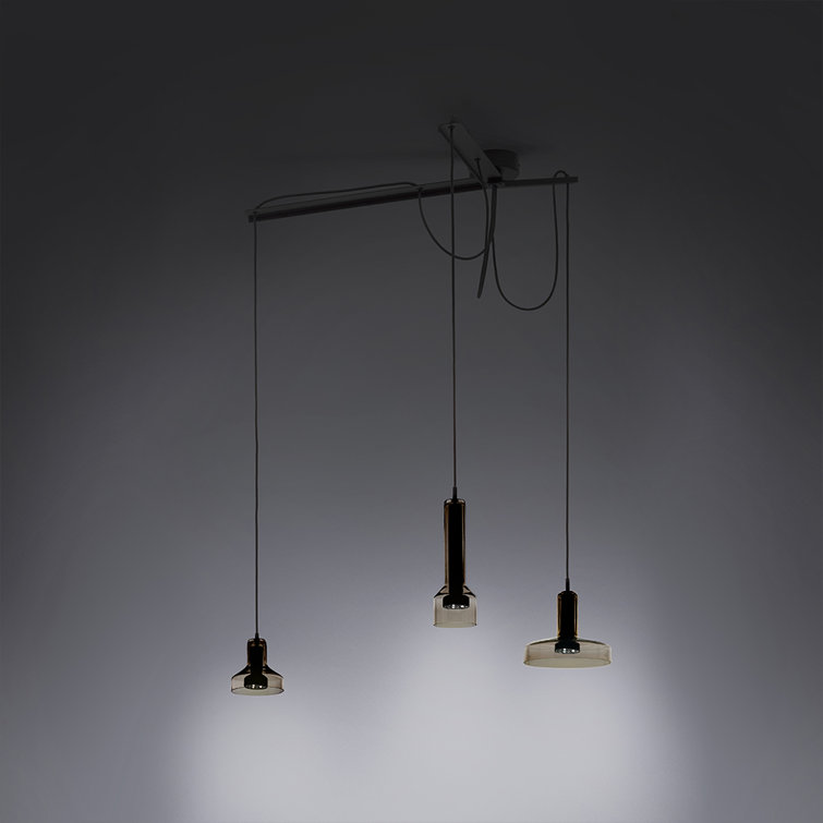Artemide Trio Cluster Pendant in Black and Brown Glass