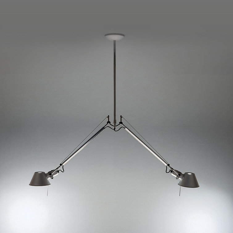Adjustable Silver Aluminum Double Suspension Ceiling Light