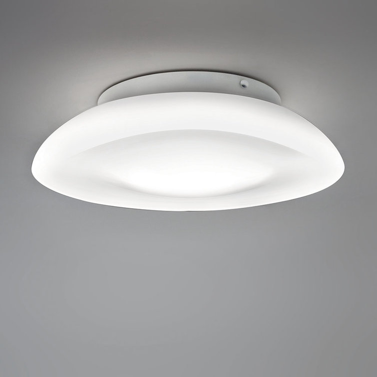 Opal White 14.5" Handblown Glass Moonlight LED Ceiling Bowl