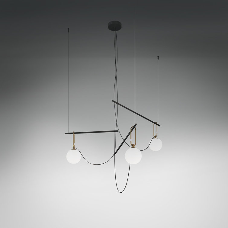 Elegant Gold 3-Light LED Glass Pendant Dimmable Lamp