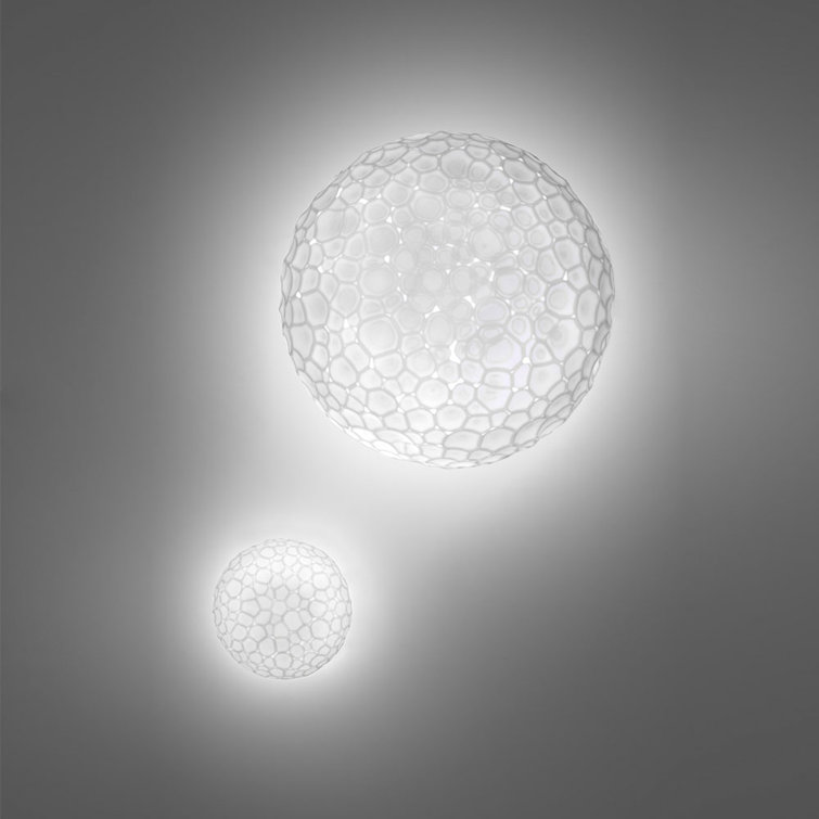 Meteorite 35 White Blown Glass LED Flush Mount