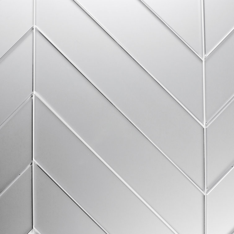 Frosted Silver Glass Chevron Wall Tile 3x12