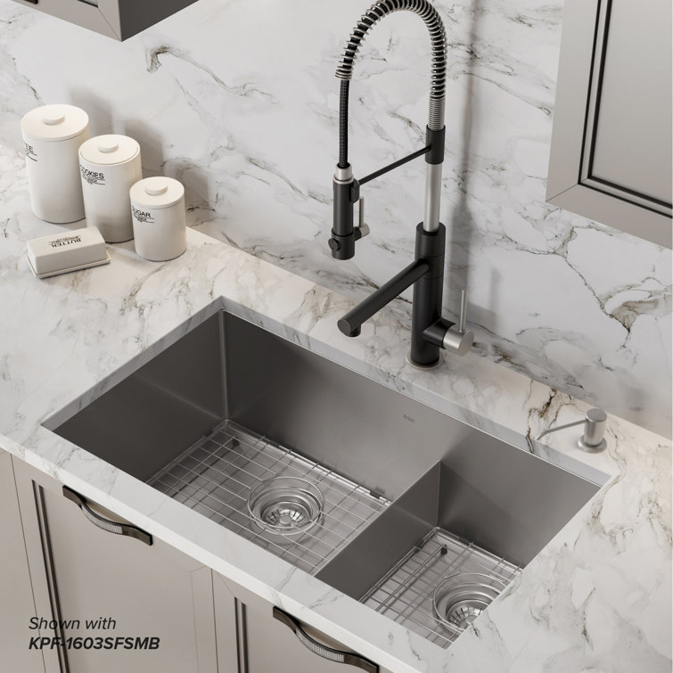 Kraus 32-Inch Satin Stainless Steel Double Bowl Undermount Sink