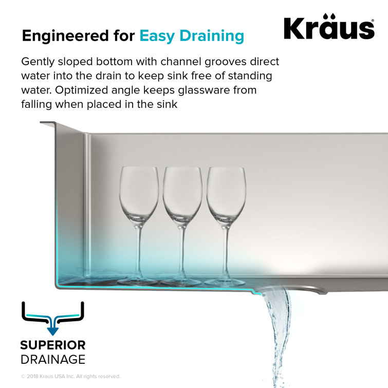 Kraus 33" Satin Stainless Steel Double Bowl Drop-In Kitchen Sink
