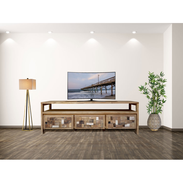Chic Teak Mosaic 70" Reclaimed Teak TV Stand with Storage