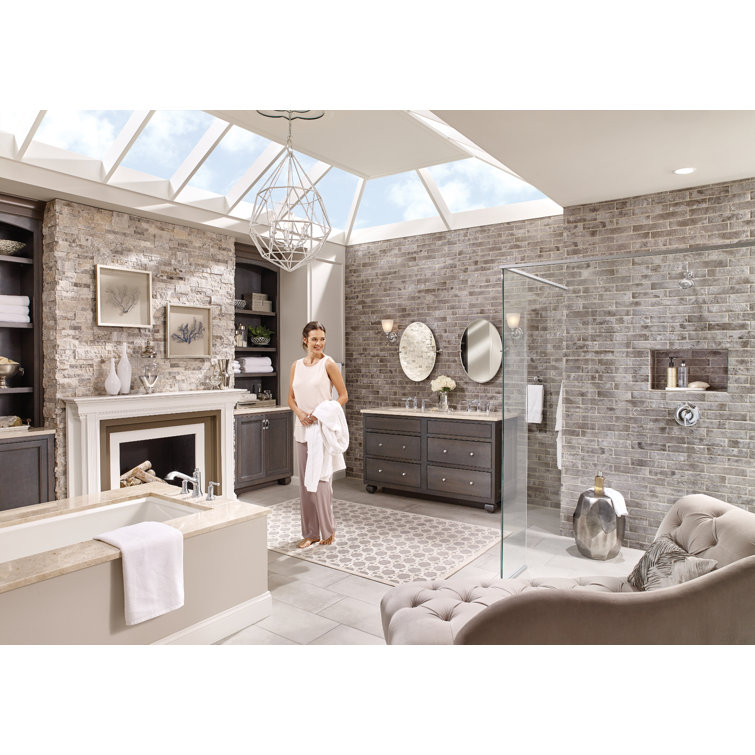 Classic Chrome Dual Handle Widespread Deck Mounted Faucet