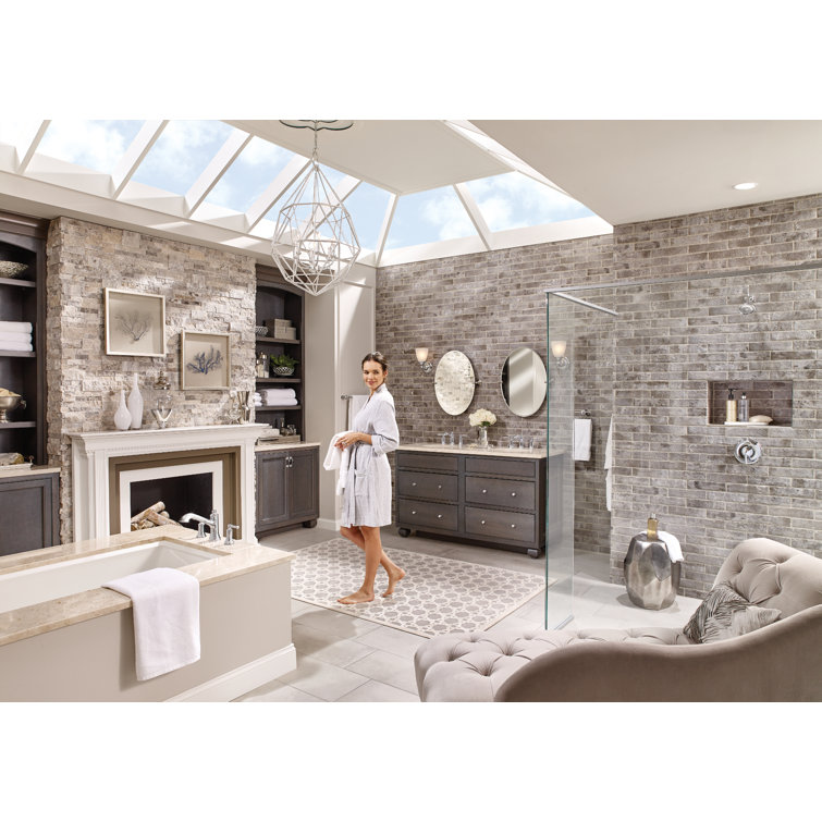 Classic Chrome Dual Handle Widespread Deck Mounted Faucet