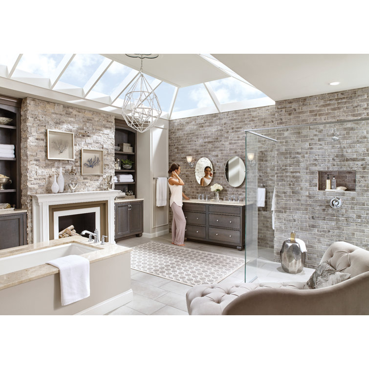 Classic Chrome Dual Handle Widespread Deck Mounted Faucet