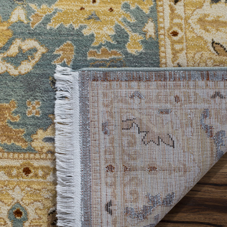 Elegant Light Grey & Beige Floral 8' x 10' Synthetic Area Rug