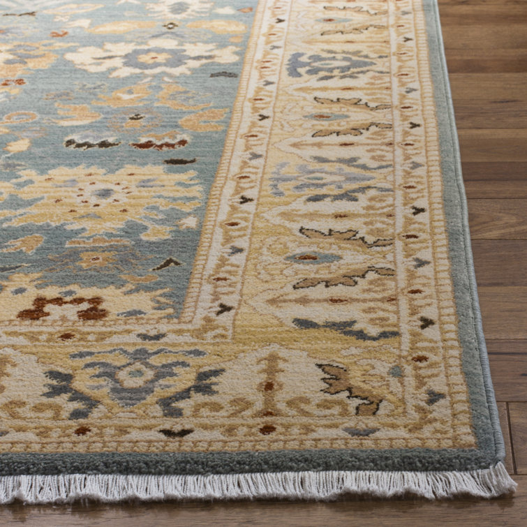 Elegant Light Grey & Beige Floral 8' x 10' Synthetic Area Rug