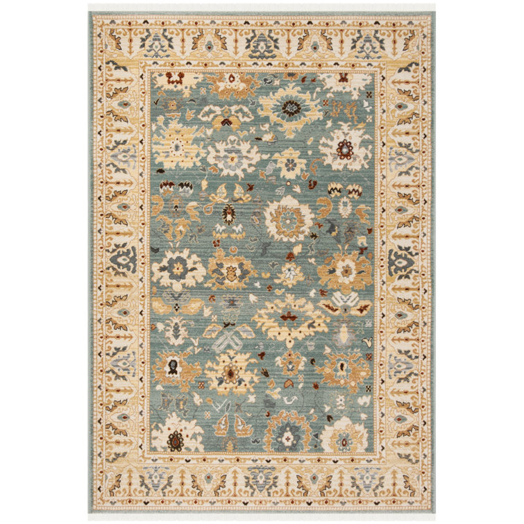 Elegant Light Grey & Beige Floral 8' x 10' Synthetic Area Rug