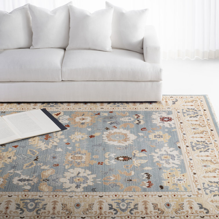 Elegant Light Grey & Beige Floral 8' x 10' Synthetic Area Rug