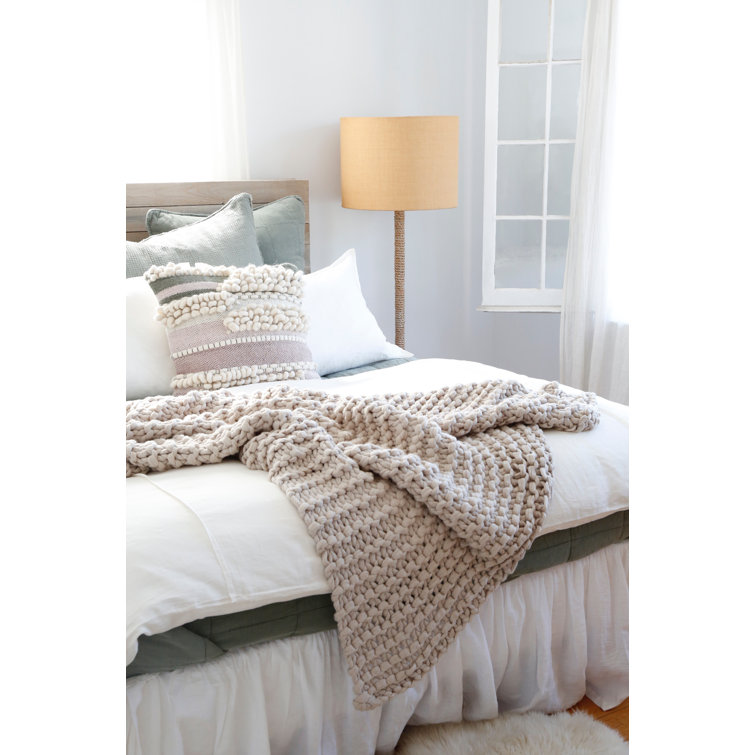 Finn Extra Chunky Hand-Knit Organic Throw - Taupe 60x50