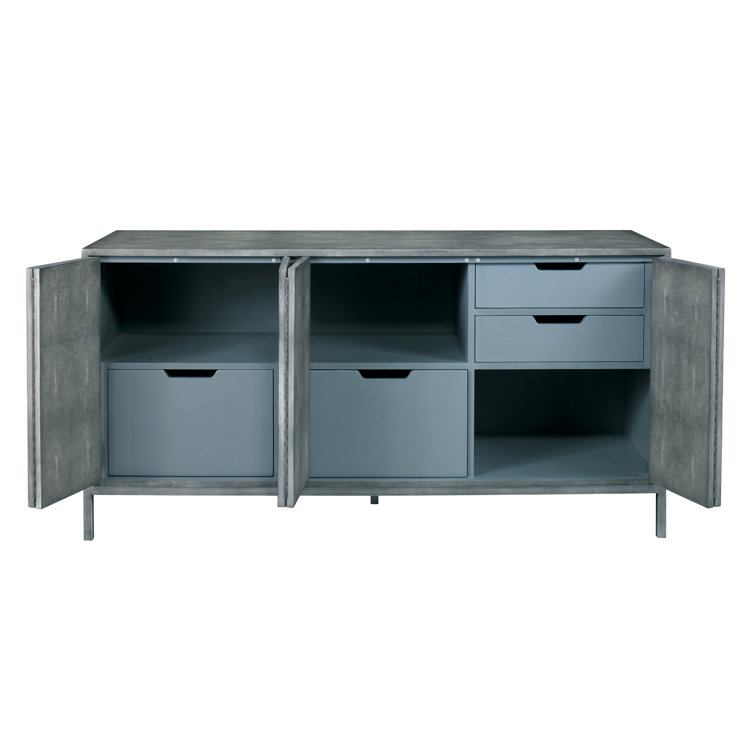 Charcoal Shagreen 64'' Sideboard with Nickel Base