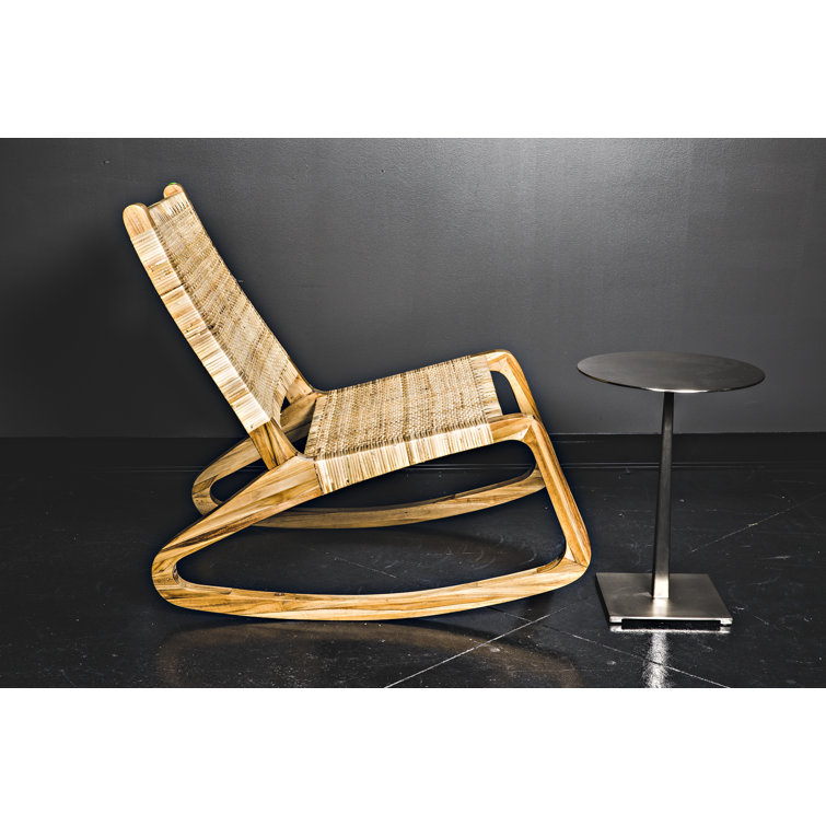 Las Palmas White Teak and Rattan Rocking Accent Chair