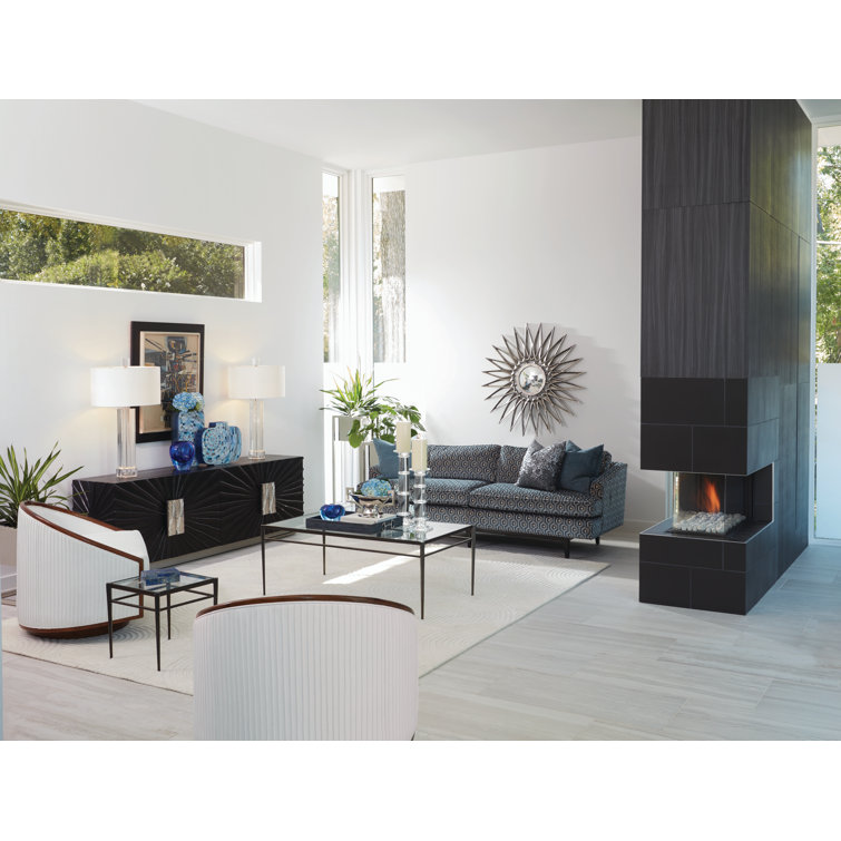 Tuscany Sleek 50'' Gunmetal Bronze Metal & Glass Coffee Table
