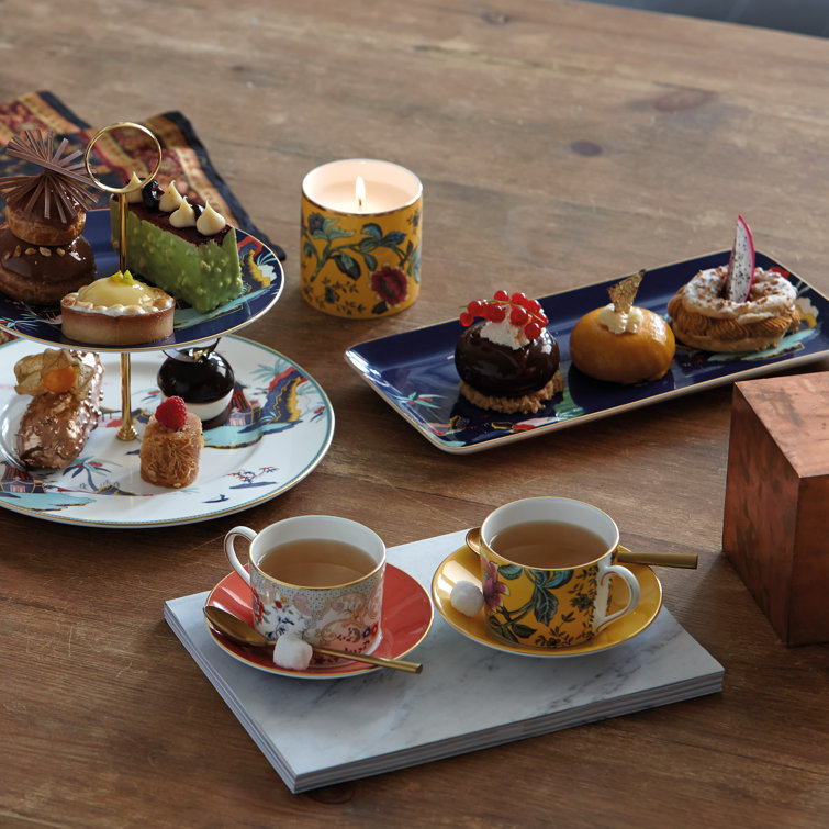 Wonderlust Multi-Color Bone China Teacup and Saucer Set