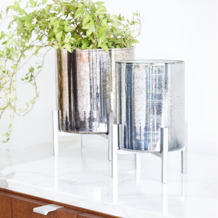 Small Silver Glass Hurricane Candle Lantern