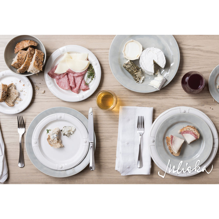 Whitewash Ceramic 5-Piece Dinnerware Set with French Panel Design