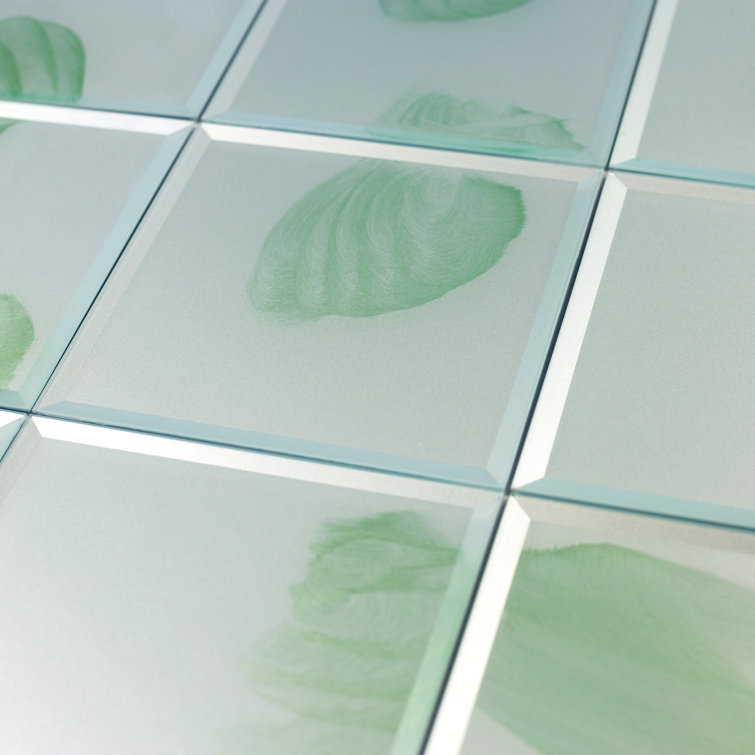 Green Beveled Glass Square Decorative Wall Tile