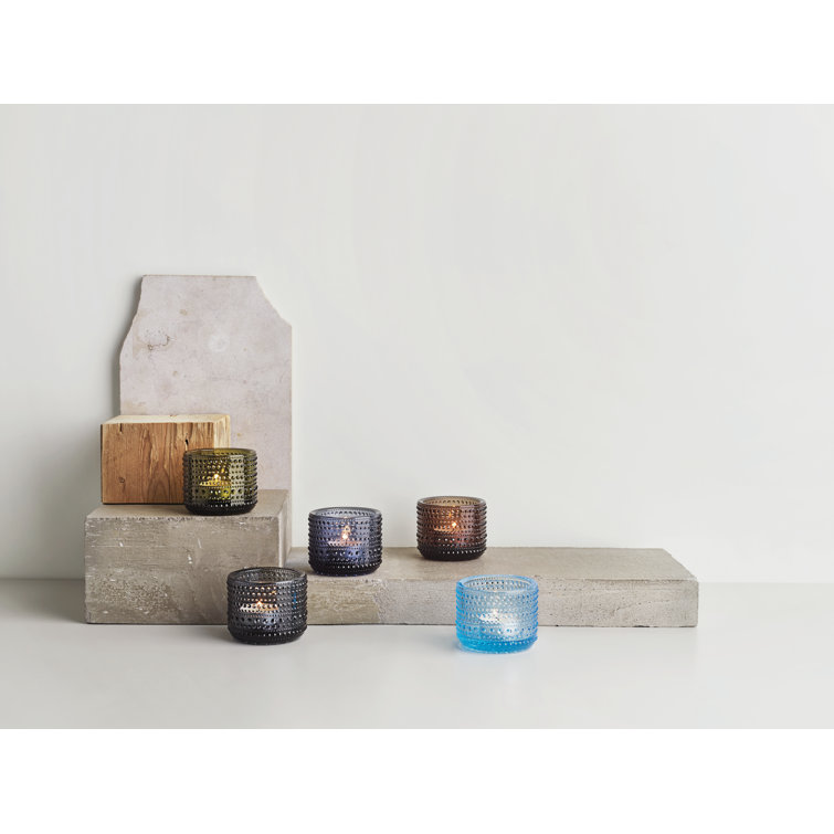Kastehelmi Gray Glass Tealight Candle Holder