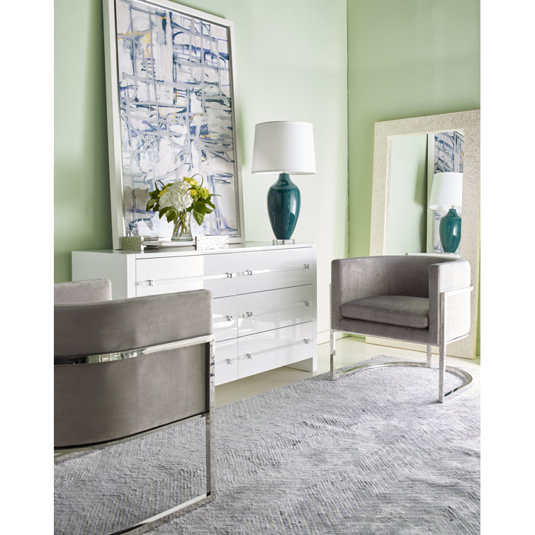 Gray Velvet Barrel Chair with Gold Metal Frame